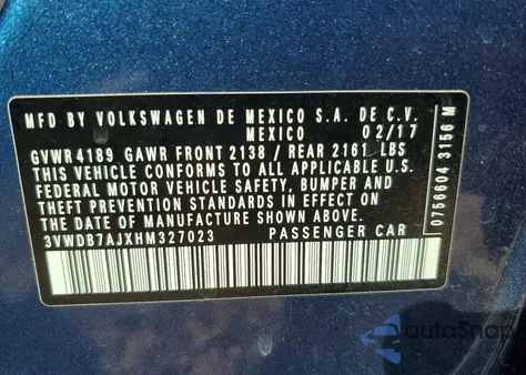 2017 Volkswagen Jetta Se z USA, uszkodzony, nr VIN 3VWDB7AJXHM327023